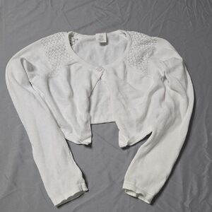 Gymboree Sz 7 Girls Soft White Knit Button Top
